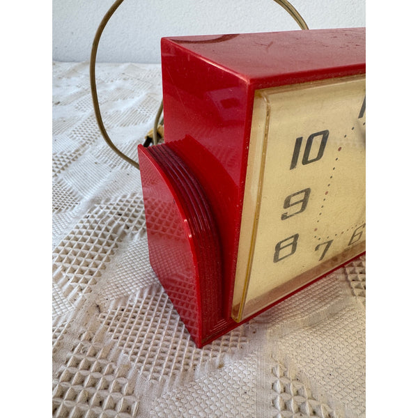 Vintage General Electric Telechron Model 2H47 Red Electric Alarm Clock