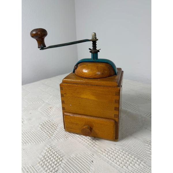 Leinbrocks Ideal Burr Coffee Grinder Vintage 1950s Wood and Metal Hand Crank