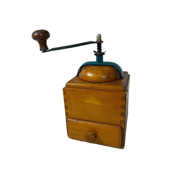 Leinbrocks Ideal Burr Coffee Grinder Vintage 1950s Wood and Metal Hand Crank