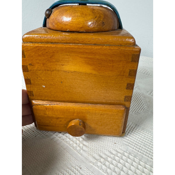 Leinbrocks Ideal Burr Coffee Grinder Vintage 1950s Wood and Metal Hand Crank