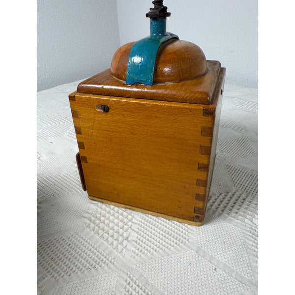 Leinbrocks Ideal Burr Coffee Grinder Vintage 1950s Wood and Metal Hand Crank
