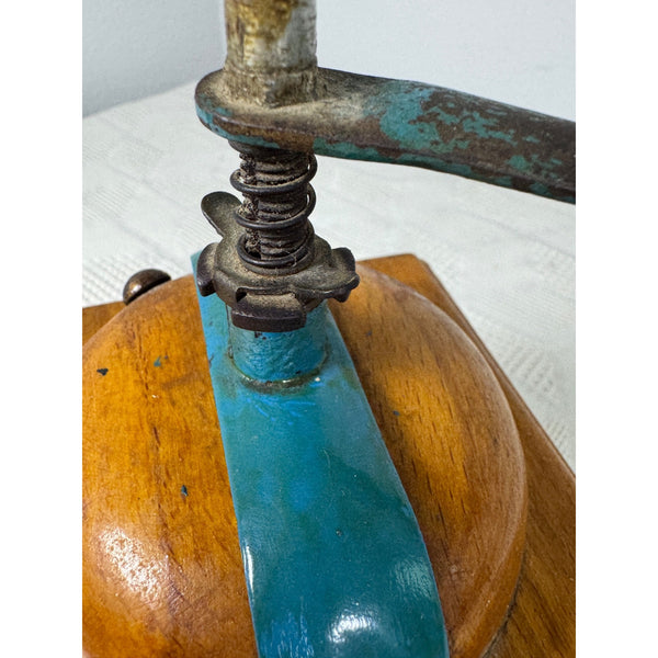 Leinbrocks Ideal Burr Coffee Grinder Vintage 1950s Wood and Metal Hand Crank