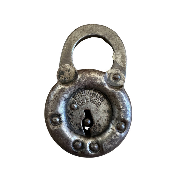 Edwards Antique 1915 6 Lever Iron Padlock Rustic Collectible Vintage USA Made