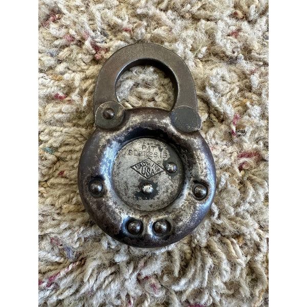 Edwards Antique 1915 6 Lever Iron Padlock Rustic Collectible Vintage USA Made