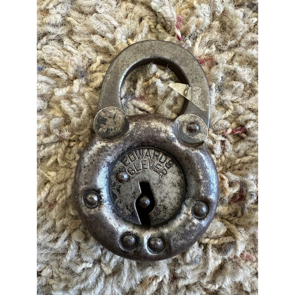 Edwards Antique 1915 6 Lever Iron Padlock Rustic Collectible Vintage USA Made