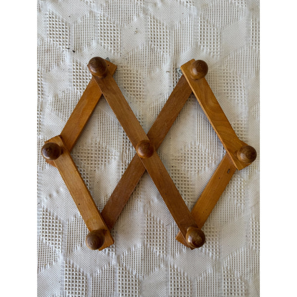 Expandable Wooden Accordion Wall Peg Hooks Foldable For Coats Hats Accessories