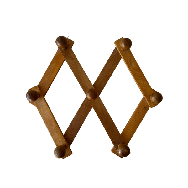 Expandable Wooden Accordion Wall Peg Hooks Foldable For Coats Hats Accessories