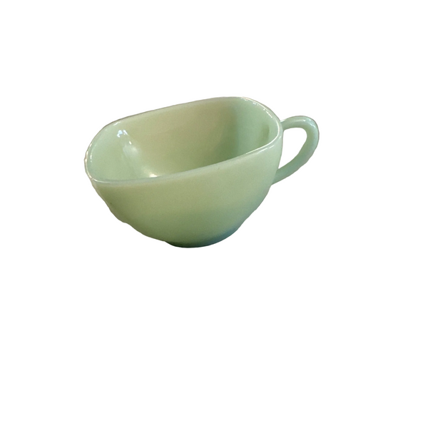 Vintage Fire King Green Milk Glass Jadeite Cup With Handle Retro Kitchenware 