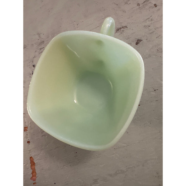 Vintage Fire King Green Milk Glass Jadeite Cup With Handle Retro Kitchenware