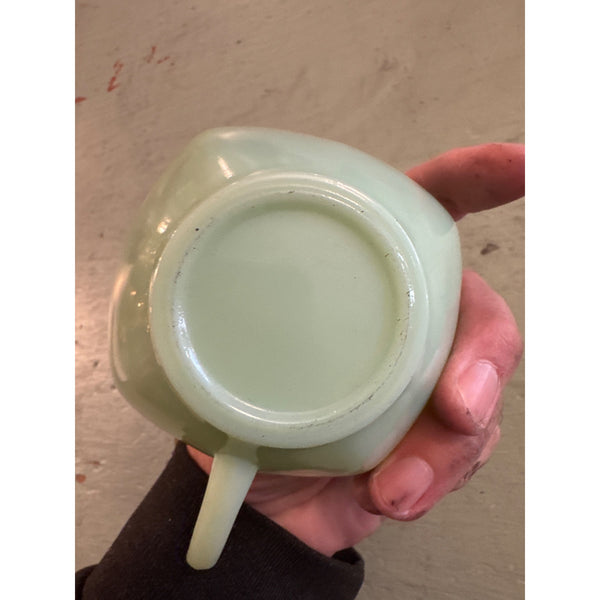 Vintage Fire King Green Milk Glass Jadeite Cup With Handle Retro Kitchenware