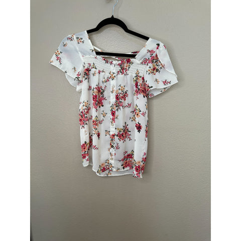 NOBO Womens Cream Pink Floral Blouse 