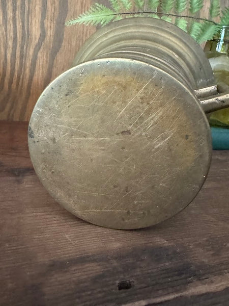 Antique brass etched design mortar and pestle bottom