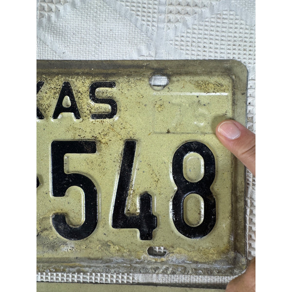 Vintage 1975 Texas License Plates PMF 548 Pair White w Black Embossed Lettering