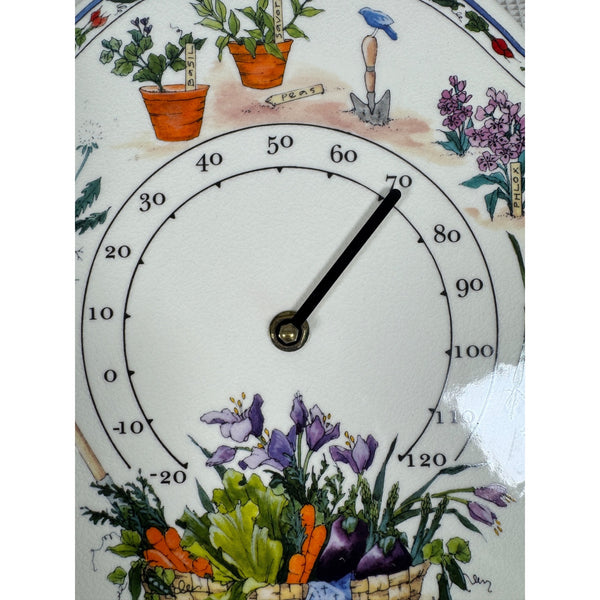 Olive Street Pottery Garden Themed Ceramic Hanging Wall Thermometer Plaque NEW