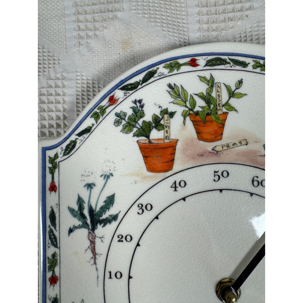 Olive Street Pottery Garden Themed Ceramic Hanging Wall Thermometer Plaque NEW