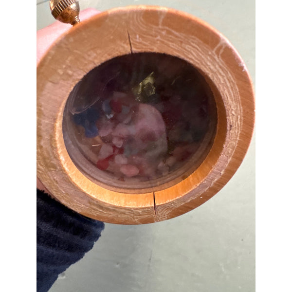 Handcrafted Wooden Kaleidoscope With Brass Accents and Rotating Chamber