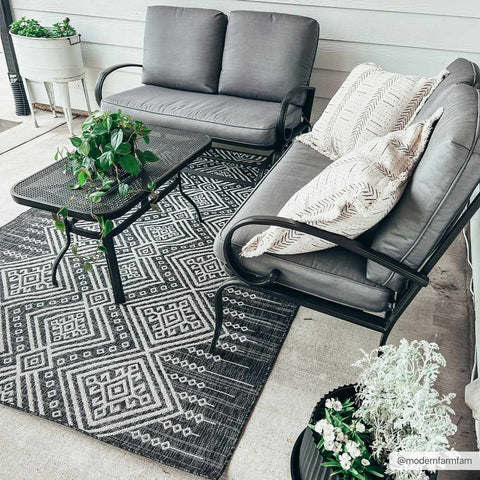 Frankville Outdoor Rug black and white