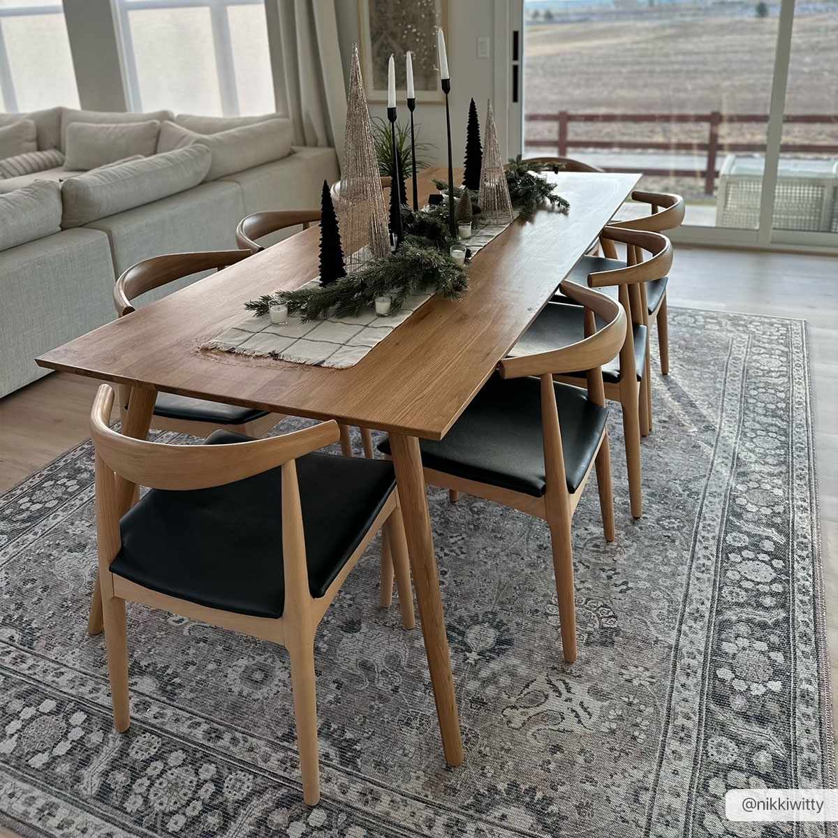 Ganyangan Washable Rug under modern dining room table