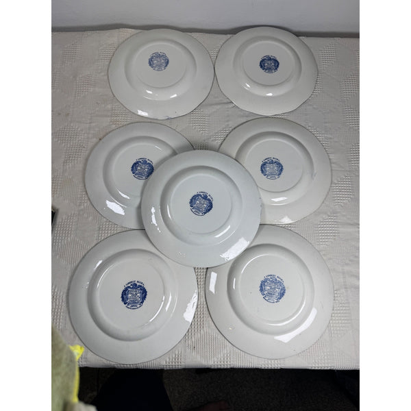 Enoch Wedgewood Liberty Blue 10" Ironstone Plates Set 7 Liberty Hall 1970s