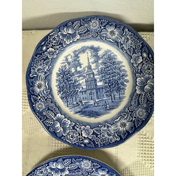 Enoch Wedgewood Liberty Blue 10" Ironstone Plates Set 7 Liberty Hall 1970s