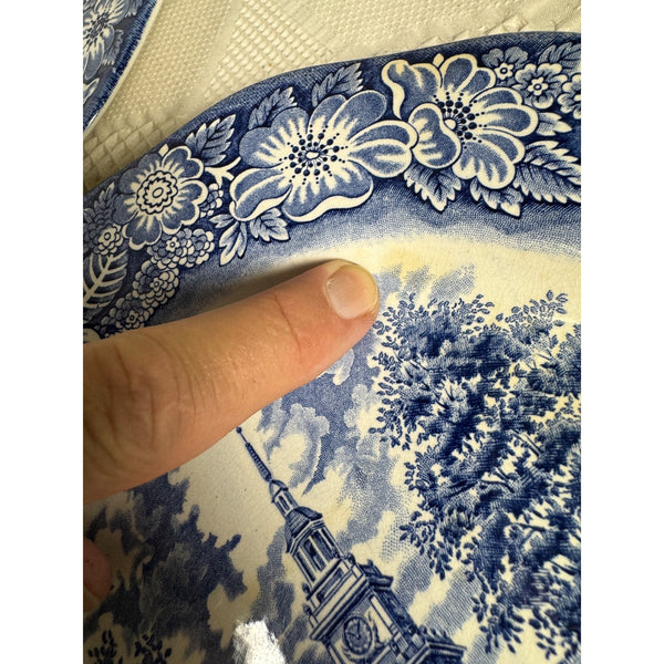 Enoch Wedgewood Liberty Blue 10" Ironstone Plates Set 7 Liberty Hall 1970s