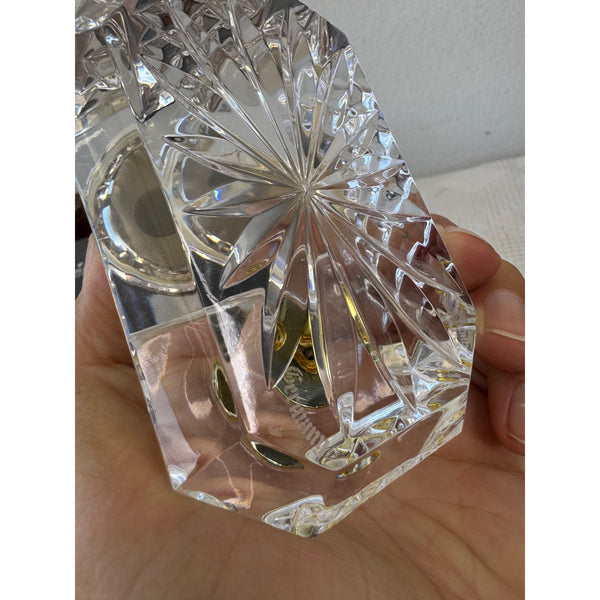 Waterford Crystal Desk Clock w Pen Holder and Gold Tone Accents in Original Box