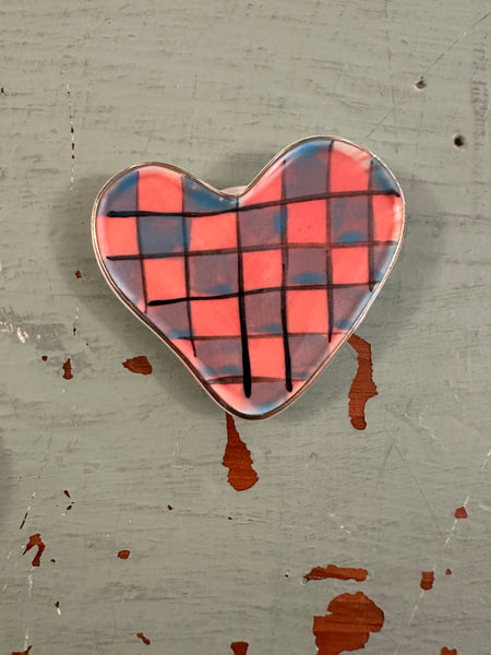 Hand-Painted Stoneware Heart Shaped Magnet