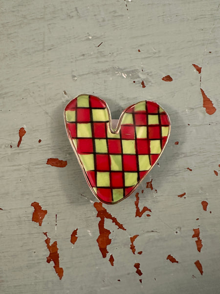Hand-Painted Stoneware Heart Shaped Magnet