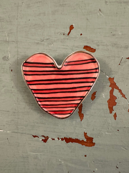 Hand-Painted Stoneware Heart Shaped Magnet