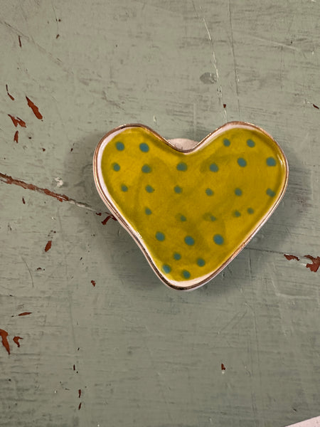 Hand-Painted Stoneware Heart Shaped Magnet