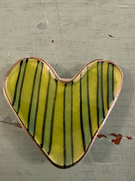 Hand-Painted Stoneware Heart Shaped Magnet