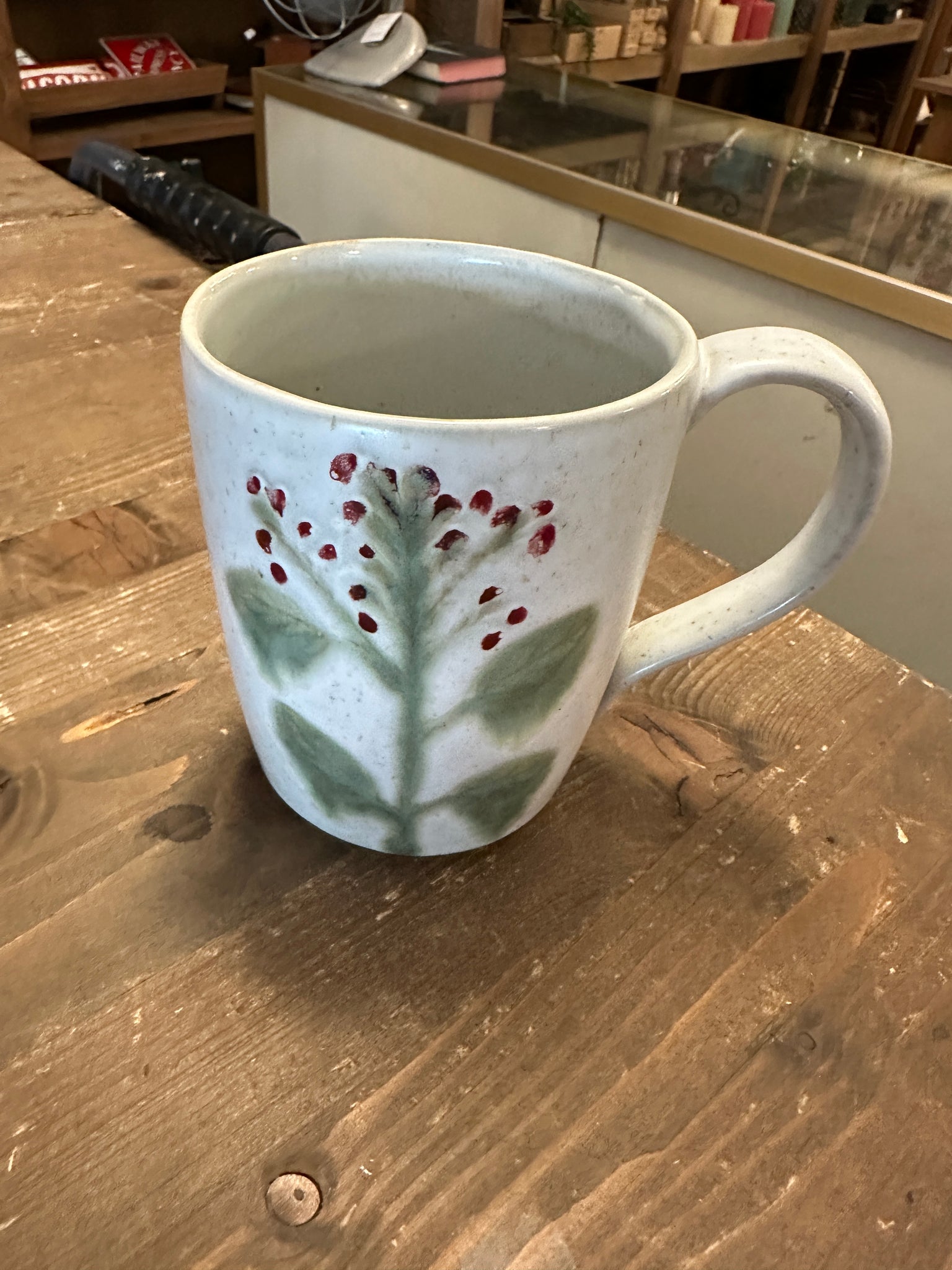 12 oz. Hand-Painted Stoneware Mug w/ Botanicals