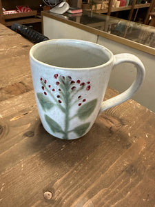 12 oz. Hand-Painted Stoneware Mug w/ Botanicals