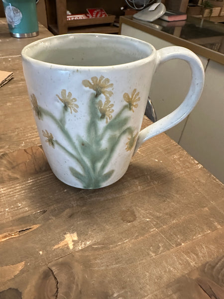 12 oz. Hand-Painted Stoneware Mug w/ Botanicals