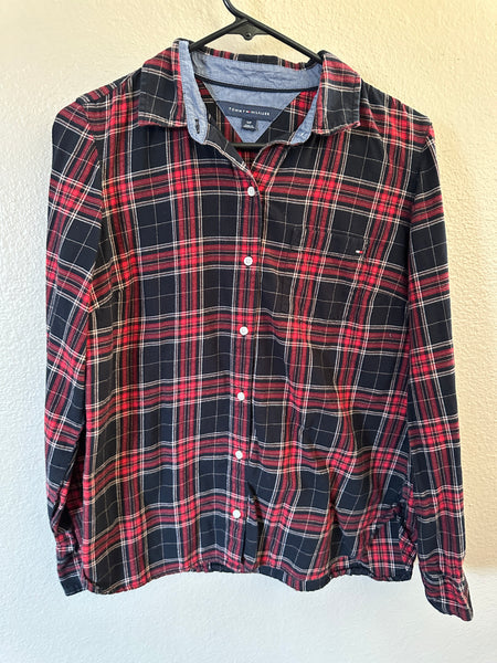 Tommy Hilfiger Women's Red Button-Down Plaid Shirt