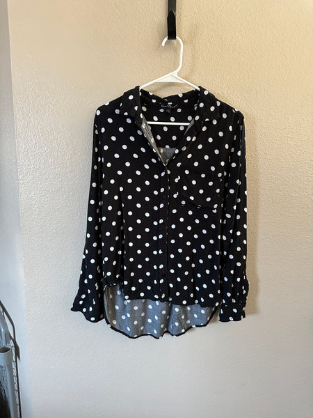 Velvet Heart Black Polka Dot Long Sleeve Blouse