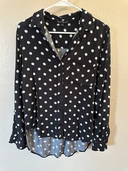 Velvet Heart Black Polka Dot Long Sleeve Blouse