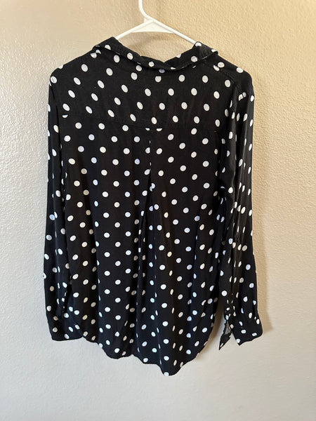 Velvet Heart Black Polka Dot Long Sleeve Blouse