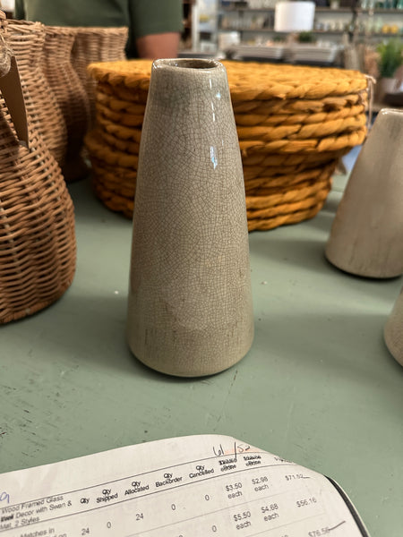 Decorative Conical Gray Stoneware Vase