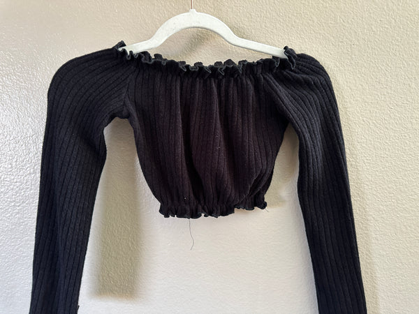 Black Short Long Sleeve Blouse