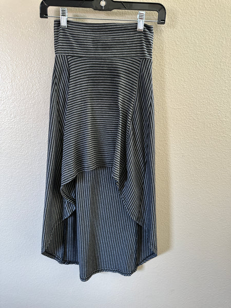 Oboe Long Black & Gray Striped Skirt