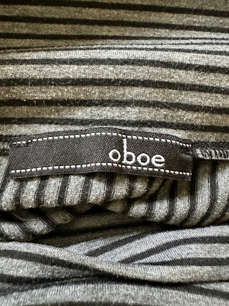 Oboe Long Black & Gray Striped Skirt