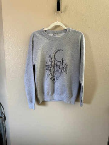 Gray Wizard Castle Graphic Sweatshirt