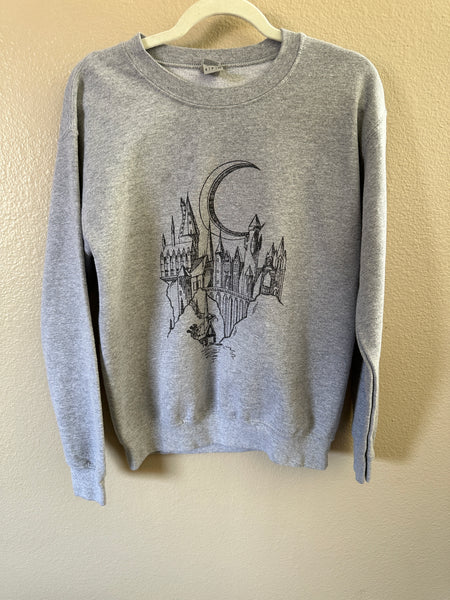 Gray Wizard Castle Graphic Sweatshirt