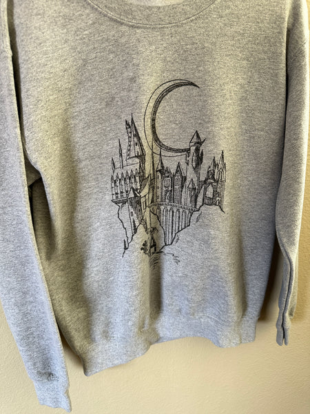 Gray Wizard Castle Graphic Sweatshirt