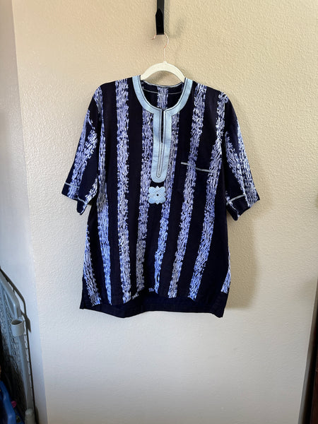 Blue African/Asian Short Sleeve Shirt