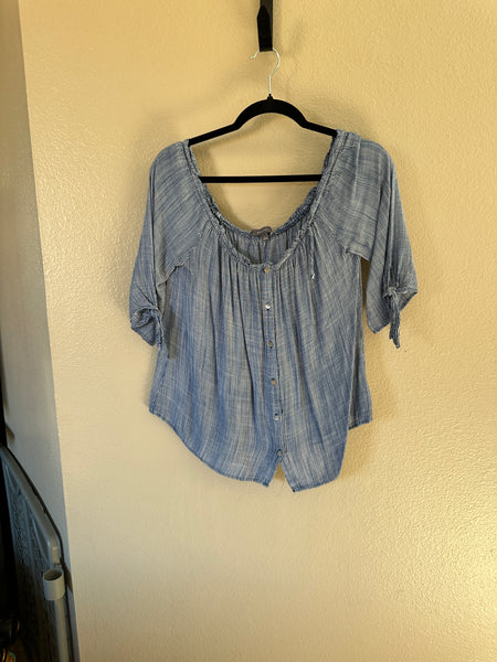 Be Cool Blue Off The Shoulders Blouse