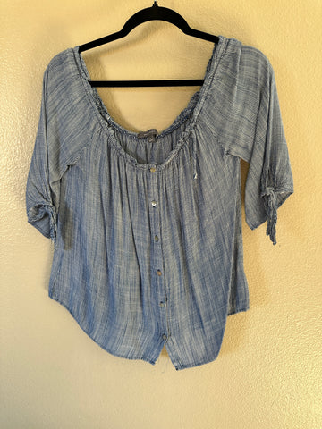 Be Cool Blue Off The Shoulders Blouse