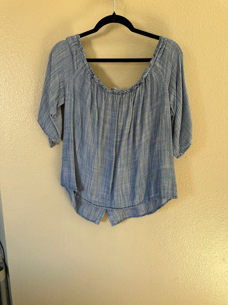 Be Cool Blue Off The Shoulders Blouse