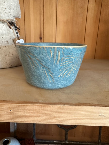 Embossed Stoneware Bowl w/ Pine Bough